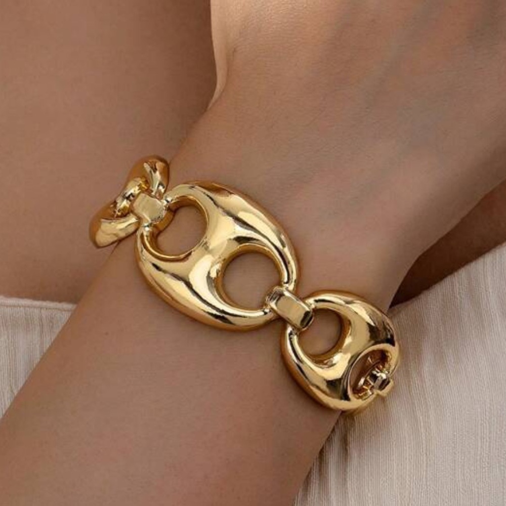 Gold Pig Nose Mariner Cuff Bracelet